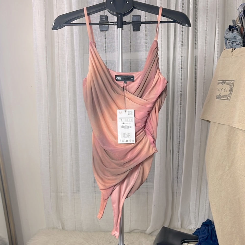 Zara Printed Tulle Body Suit NWT
